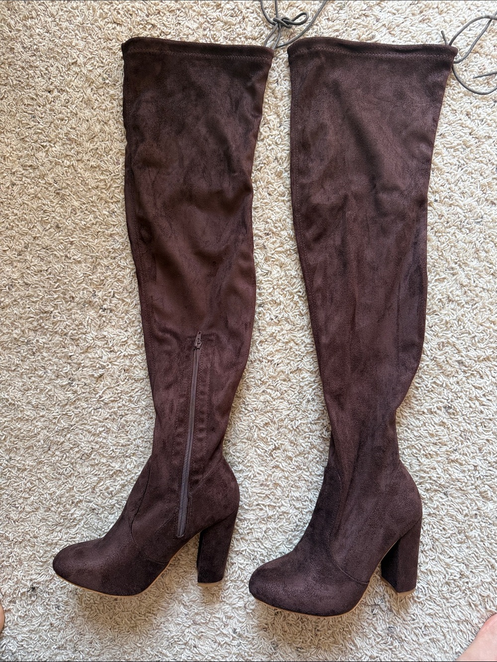 Fashion Nova Chocolate Brown Over-the-Knee Block Heel Boots